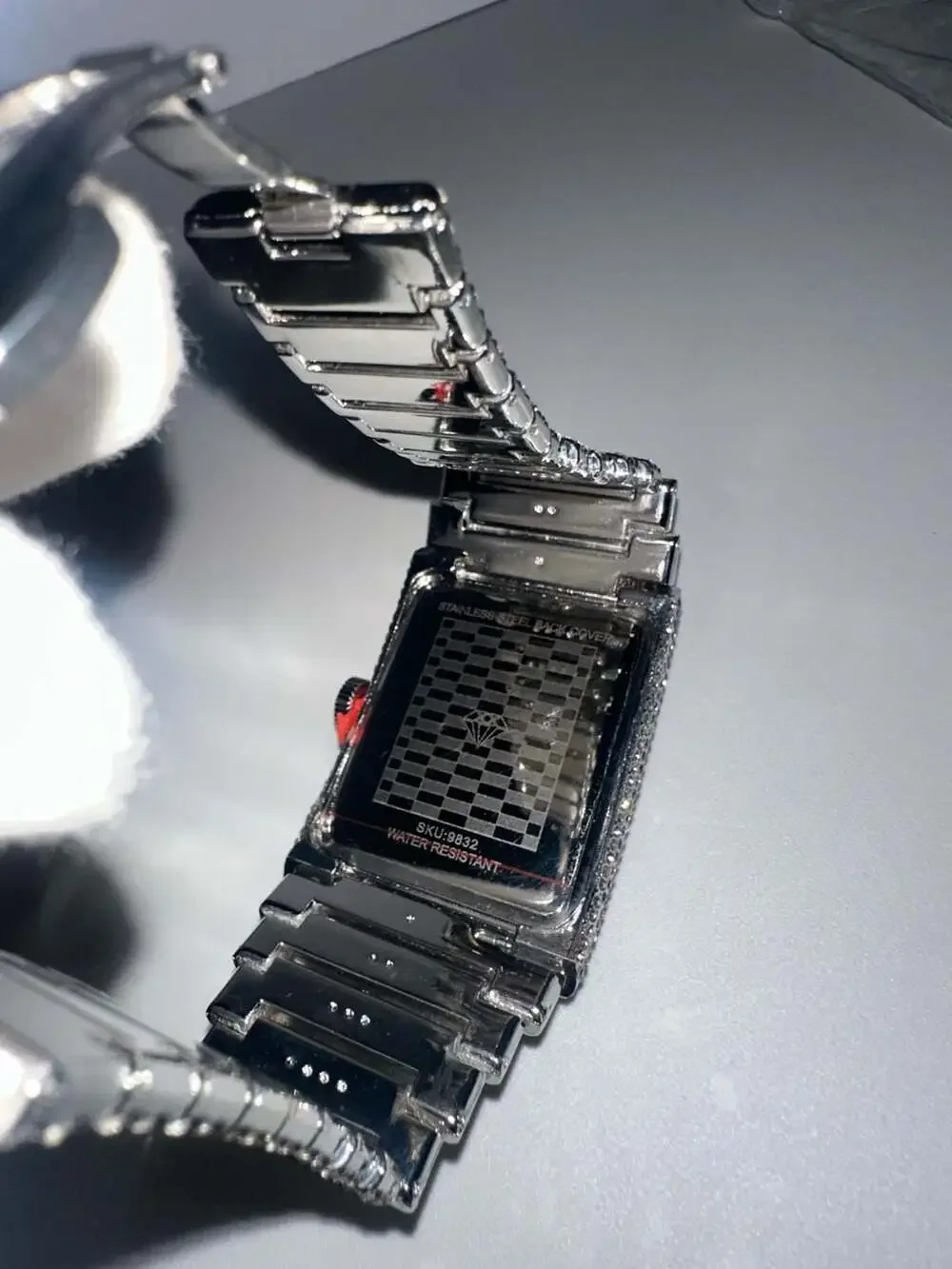 Ice Star Fully Iced Out Diamond Rectangle Watch Silver